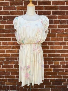 Mulberry Silk Mini Dress Cream With Pastel Floral Accents